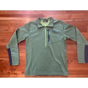 The North Face Mens Half-Zip Pullover Green Fleece Jacket Size M